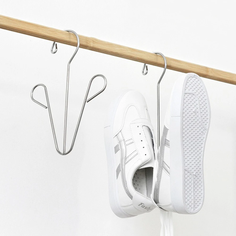 1/2/5PCS Stainless Steel Shoe Drying Rack Bold Outdoor Balcony Shoe Drying Rack Hook Bedroom Storage Rack Storage Clothes Hanger 5
