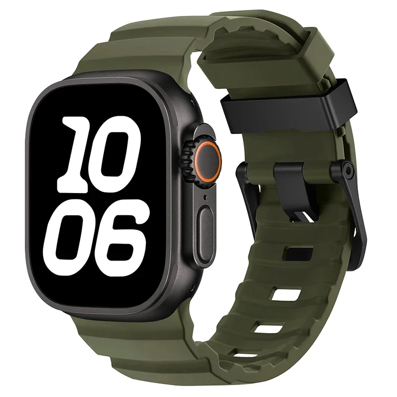 Sport Silicone and Titanium Metal Bracelet Strap