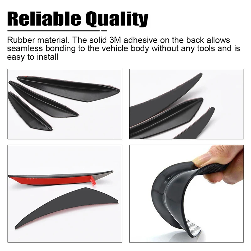 Car Bumper Spoiler 6Pcs/Set Universal Front Bumper Lip Diffuser Splitter Fins Body Spoiler Car Tuning Canards Valence Car Decoration car bumper spoiler