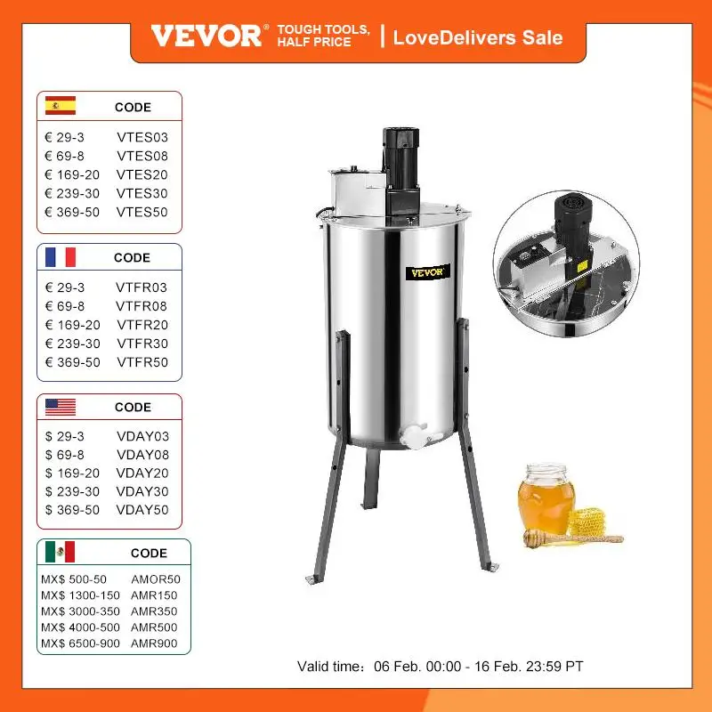 Vevor Estrattore Di Miele Elettrico E Manuale Capacità 2-4 Cornici Smielatore Manuale Elettrico Per Estrazione Di Miele In Acciaio Inox Con Coperchio 