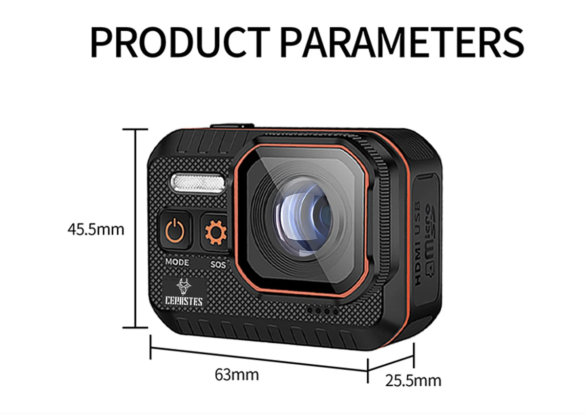 CERASTES Action Camera 4K60FPS WiFi Anti-shake Action Camera With Remote Control Screen Waterproof Sport Camera drive recorder 2