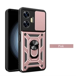 Heavy Duty 360° Kickstand Case with Camera Protection for Realme Note 70 4G (Pink)