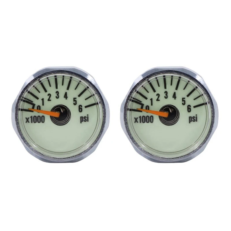 

2X New Scuba Diving Pony Bottle Pressure Gauge 1 Inch Face 350 BAR/5000 PSI 7/16Inch-20UNF Threads