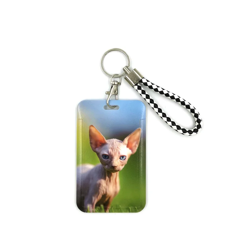 Hairless cat Key lanyard Car KeyChain ID Card Pass Gym Mobile Phone Badge Kids Key Ring Holder Jewelry Decorations