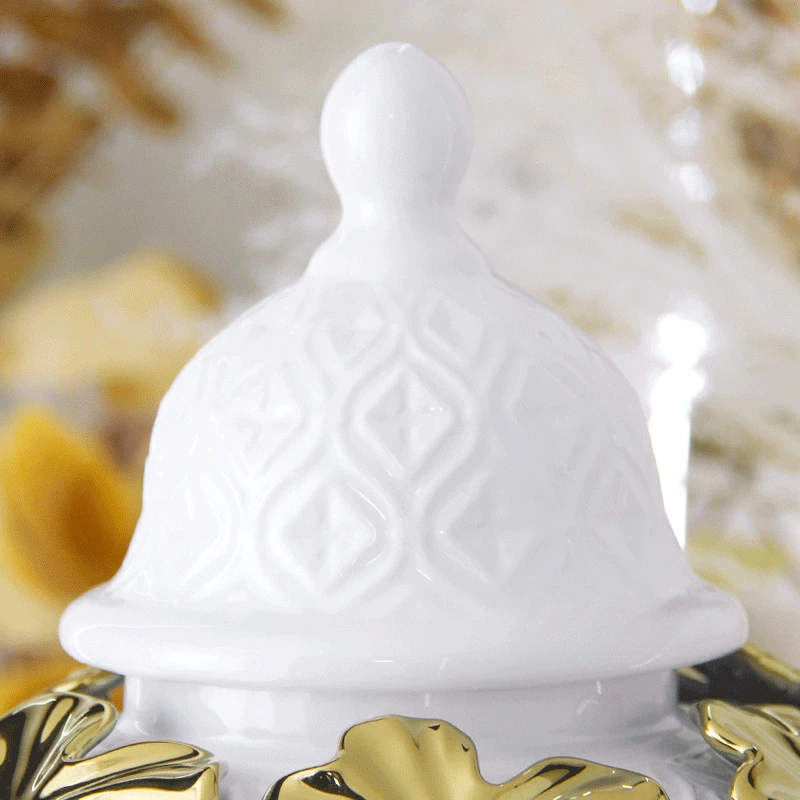 Ceramic Checkmate Jar Argyle Ginger Jar Embossed Gold Petal Storage Tank Flower Vase Home Decoration Accessories 2