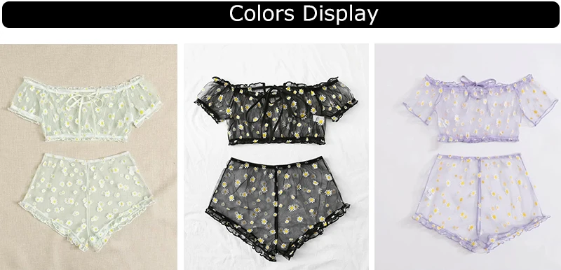 Description Picture 3 of itemStrapless Bra Set Women Intimates Sheer Gauze Ruffles Lingerie Set Sexy Off Shoulder Underwear Fancy Temptation Erotic Lingerie