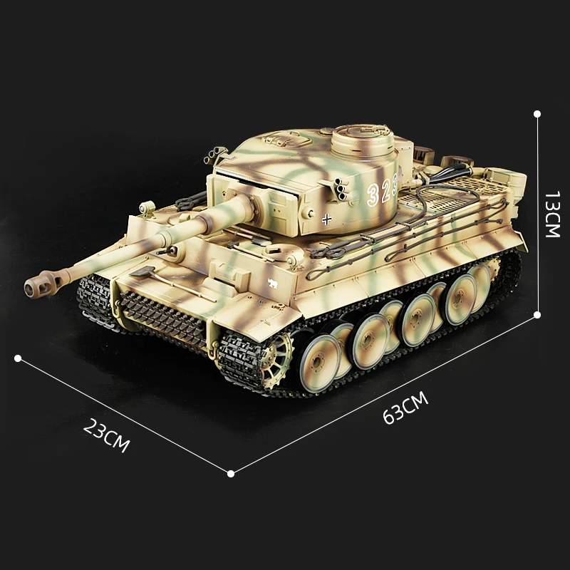 1/16  Remote Control Tiger Heavy Tank Customized Metal Painting Modified Old Sand Table Military Tank Battle Damaged Vehicle 6