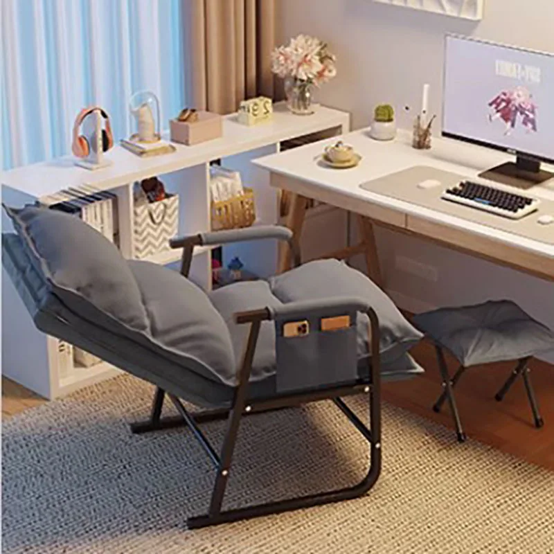 Back Cushion Office Chair Footrest Comfy Ergonomic Home Recliner Study Chair Pillow Velvet Cadeira De Escritorio Furniture