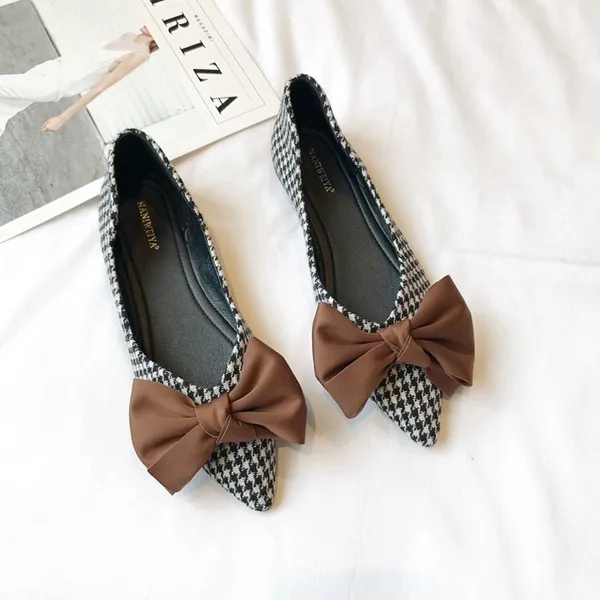 2023 Spring New Women Flats with Bowknot Flat Heel Shoes Zapatos De Mujer Pointed Soft Sole Casual Women's Shoes Lolita Shoes