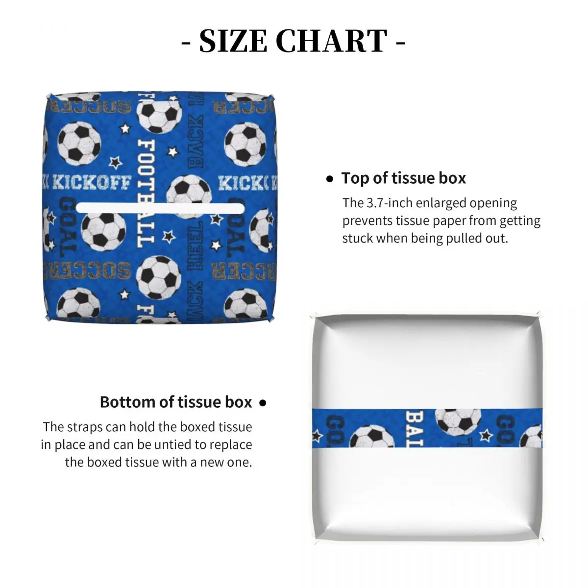 Custom Football Soccer Tissue Box Cover for Bathroom Toilet PU Leather Square Facial Tissue Box Holder 4