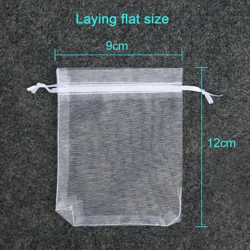 50pcs Organza Gift Bags for Jewelry Party Wedding Favor with Drawstring Party Bags 7x9 9x12 10x15cm White Bags for Packaging