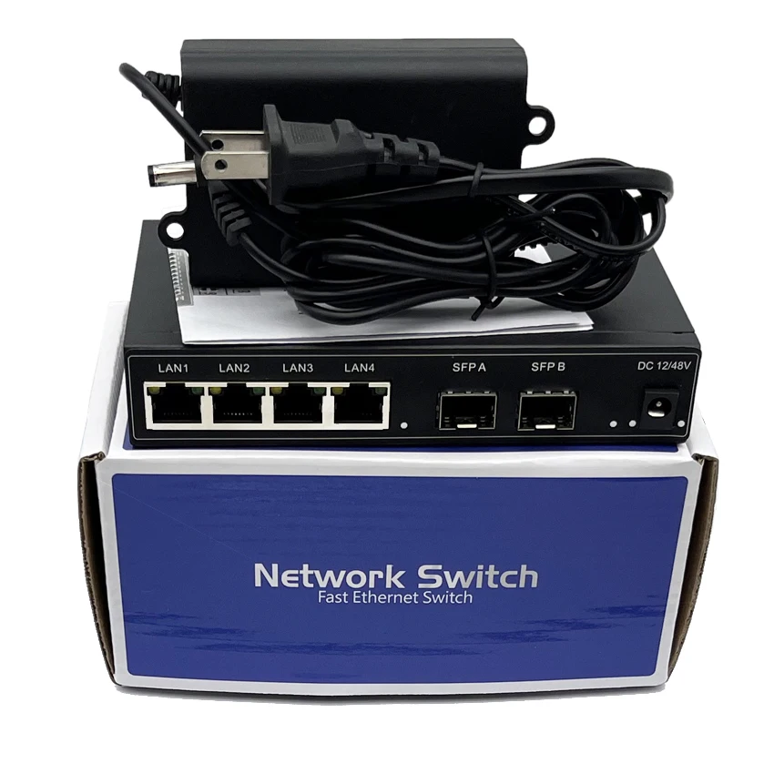 Montado na Parede Ethernet Poe Switch 10 Mbps 100 Mbps 1000mbps Gigabit Rede Poe Switch com Portas Sfp - Imagem 5