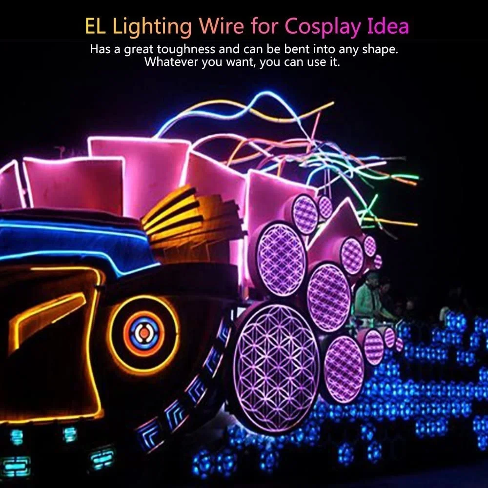 Portable Battery Neon Lights Kit EL Wire 5 by 1 Meter EL Wire, Cable Lamp for DIY Christmas Decoration CKM-120-23-1-X CN;HUB