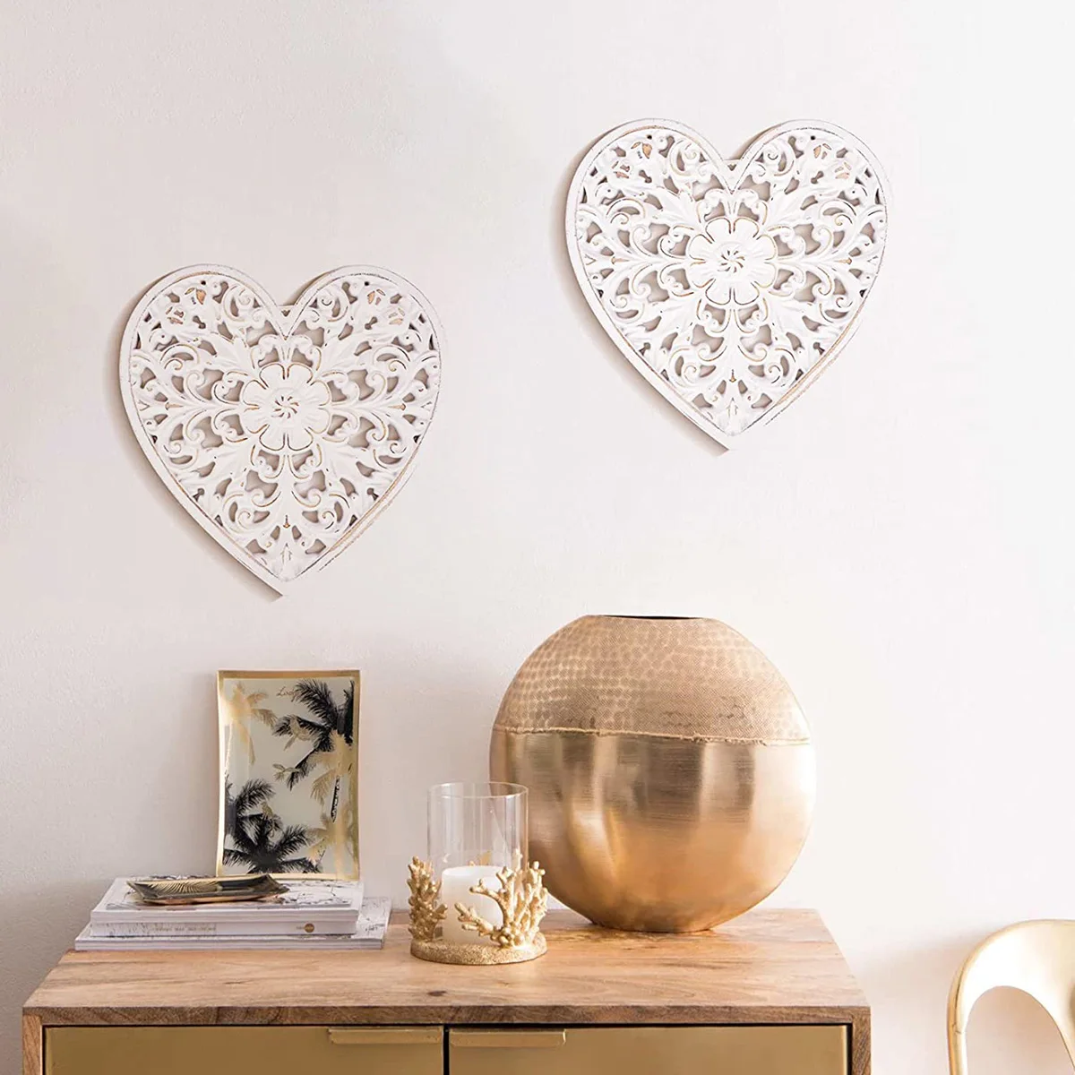 Elegant Floral Carved Wooden Wall Art – Rustic Decorative Panel