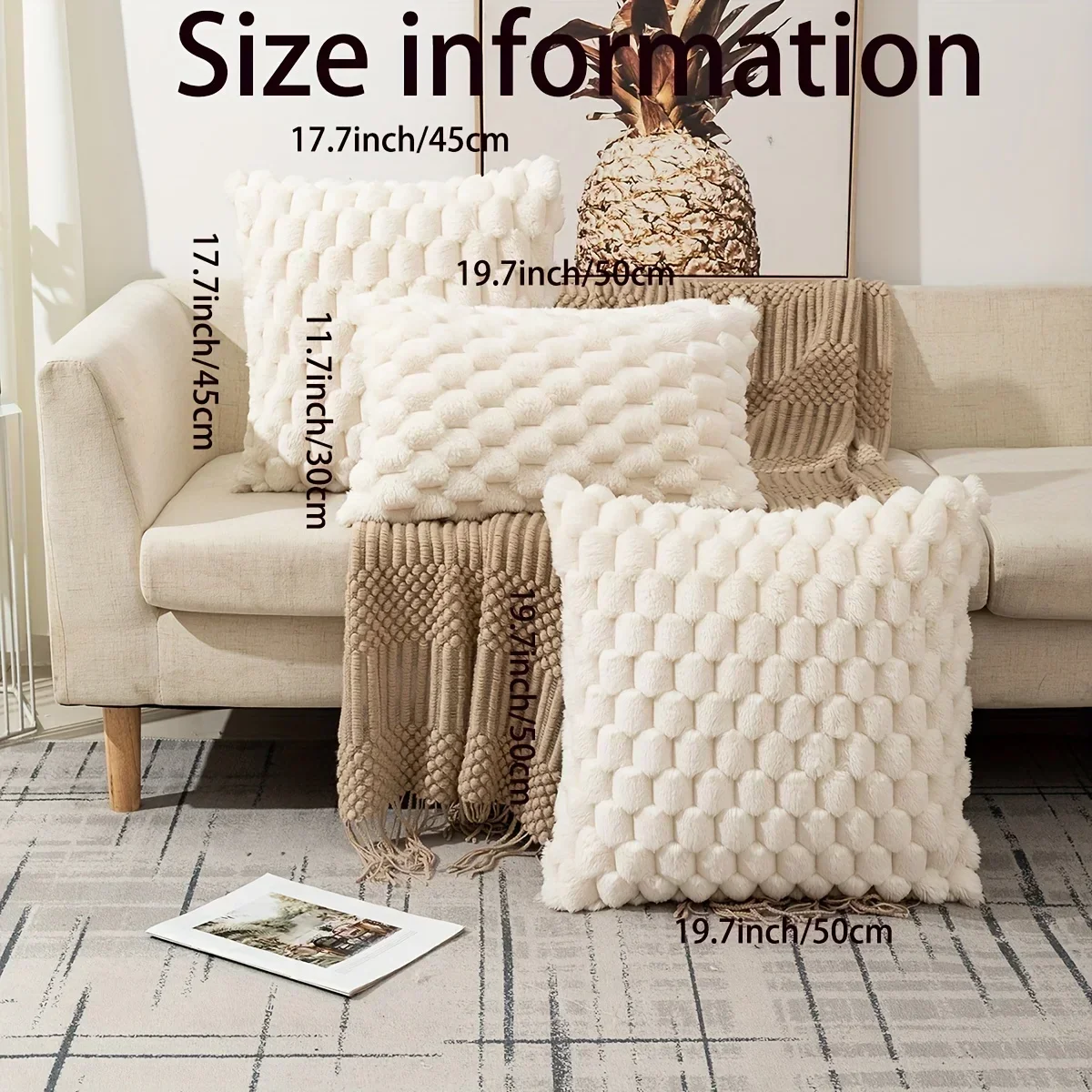 Black 40x40CM Super Soft Cozy Decorative Throw Pillow Covers Fuzzy Plush Faux Fur Luxury Cushion Cover Pillowcase for Sofa Couch 6