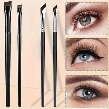 2pcs ultra-thin diagonal eyeliner brush set - fine diagonal eyeliner eyebrow brush, sickle ultra-thin diagonal flat angle, 1