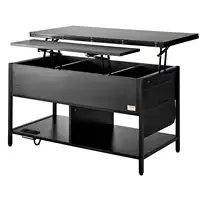 Lift Top Coffee Table - 39.4" Rectangle Coffee Table with Light & USB, Black 1