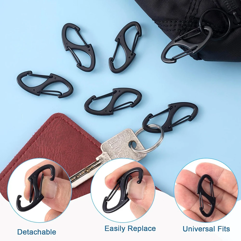 10-Pack Black Dual-Opening Safety Zipper Pull Clips - Anti-Theft Deterrent