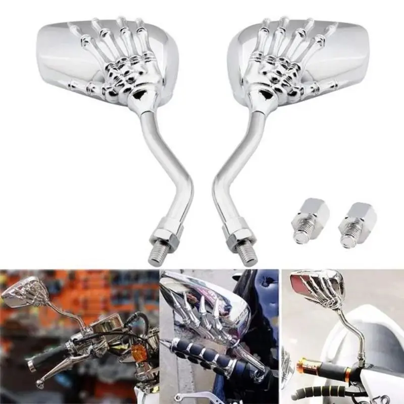 

Pair Of Unique Skull Hand Rearview Side Mirrors Motorcycle Skeleton Skull Hand Side Mirrors Rearview Convex Rearview Mirror