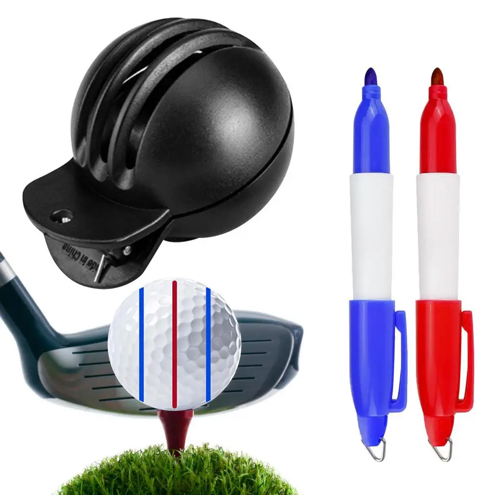 Description Picture 2 of itemGolf Ball Marker Stencil With 2 Waterproof Pen Golf Ball And Lines Marker Golf Alignment Tool Straight Lines Supplies Accessory