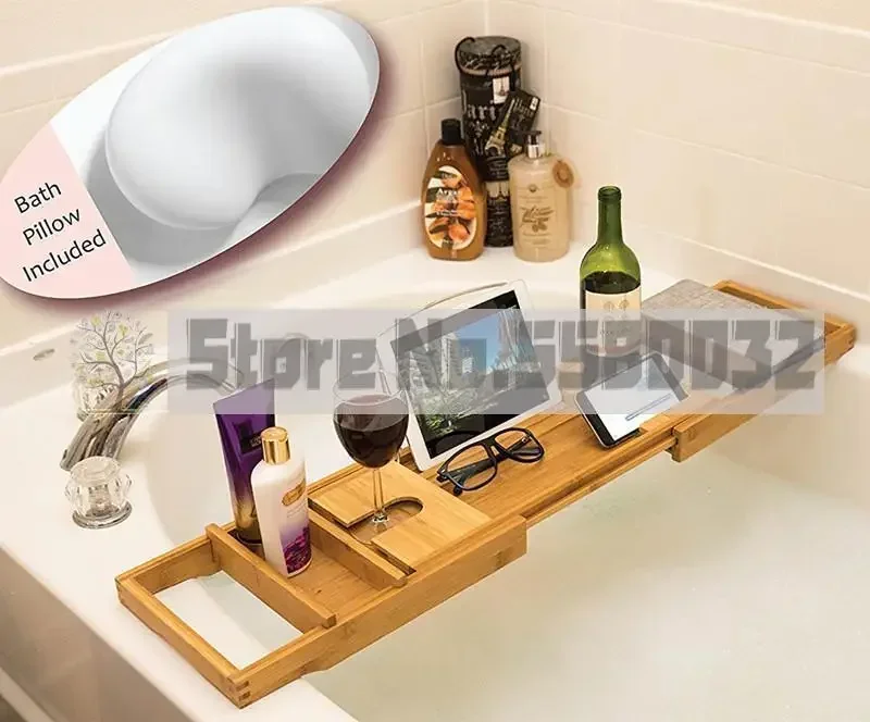 Telescopic Bathtub Rack, EuropeanStyle Mobile Phone Holder,Light Luxury Tub Tray, Bathtub Storage Board, Adjustable Bath Caddy.