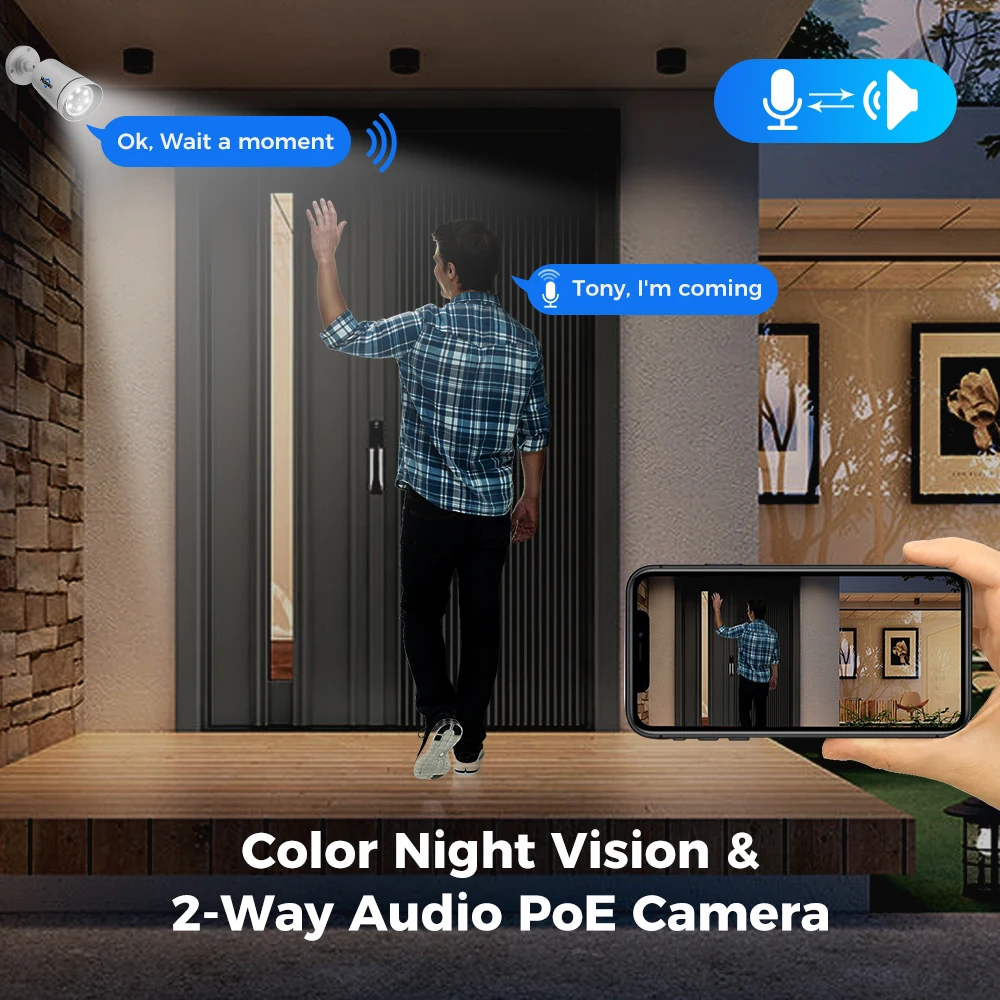 نظام كاميرا IP أمان Hiseeu ، 4K ، 8MP ، POE ، مقاو...