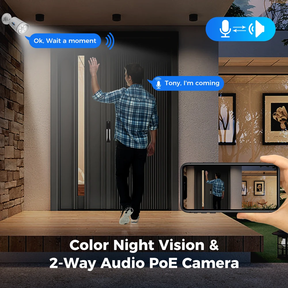 Hiseeu-Système de caméra de sécurité POE 4K, 8MP, détection de visage AI, 8 ports, 16CH, NVR, enregistreur vidéo, CCTV, kit de caméra IP