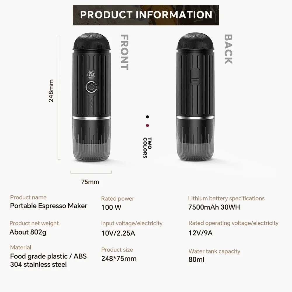 Mini Portable Rechargeable Coffee Machine Electric Expresso Maker Nexpresso Pod Capsule Coffee Powder Icafilas Travel Type_C 2