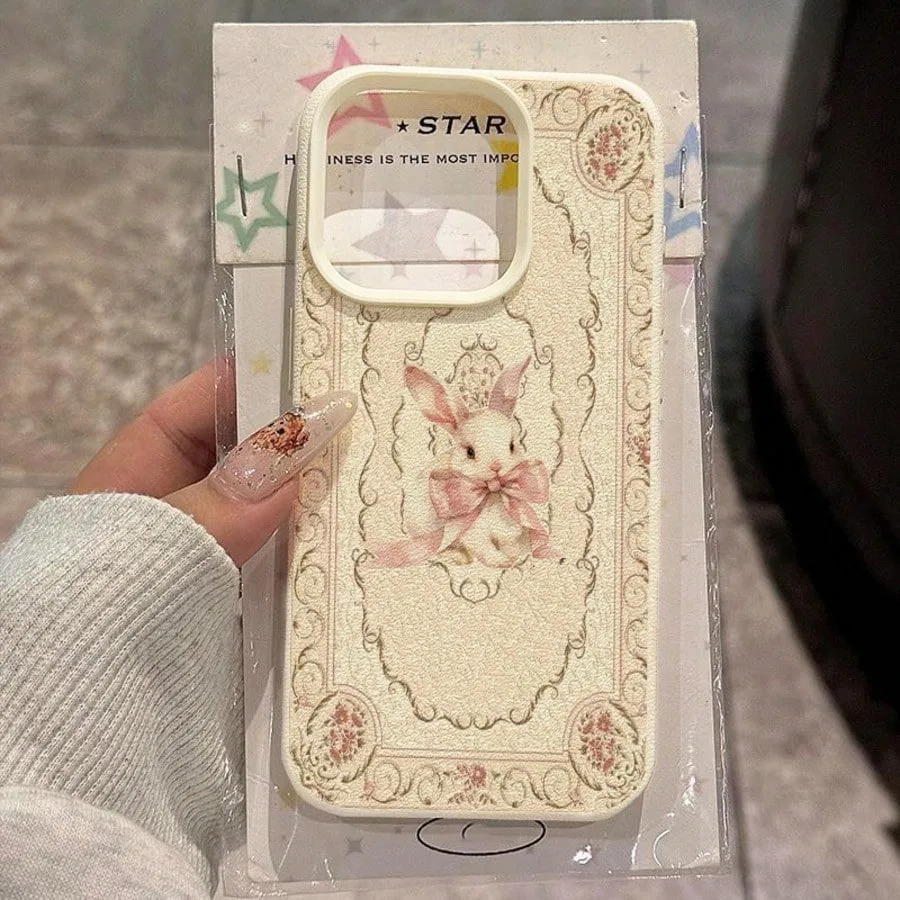 Charming Pink Bow Bunny Pattern Phone Case Cover