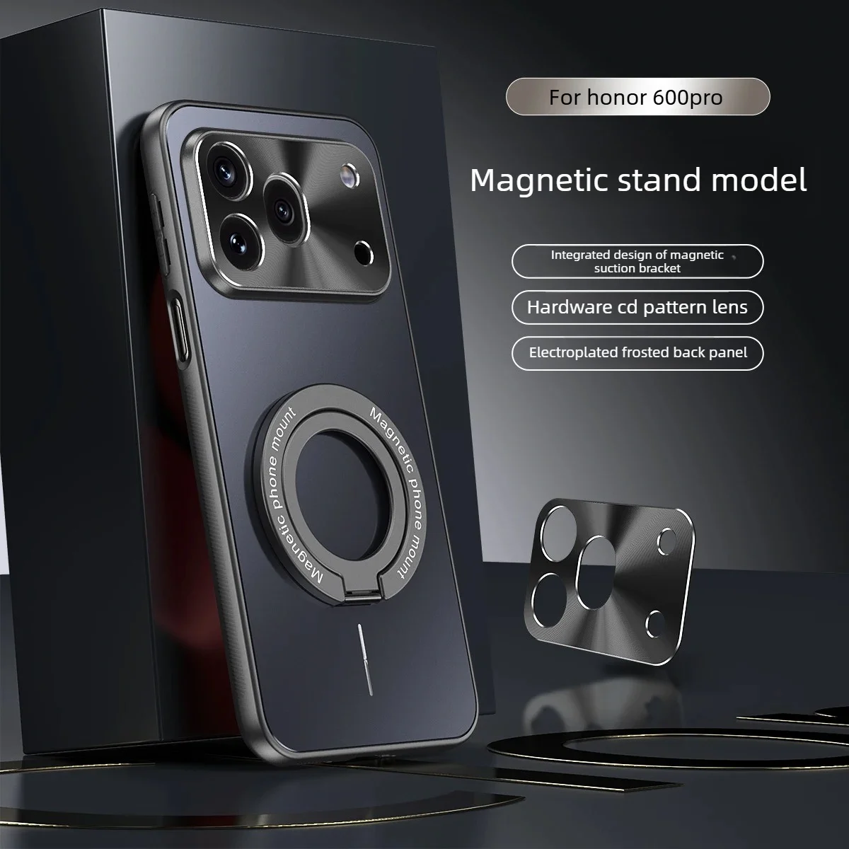 Luxury Alloy Backplane AG Phone Case with Magnetic Wireless Charging and Rotatable Bracket