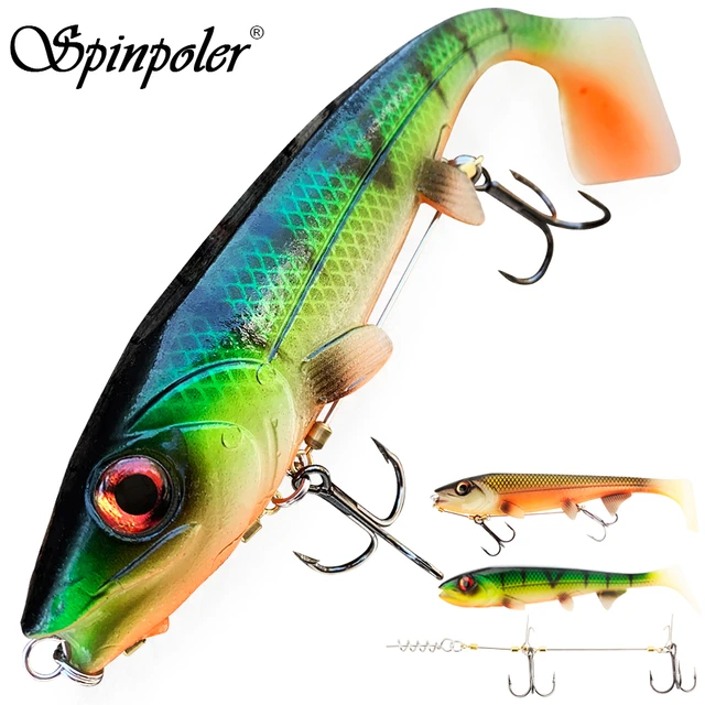 Spinpoler 8cm 10cm Soft Bait Fishing Lures For Bass Swimbait Shad Grub T  Tails Silicone Wobbler