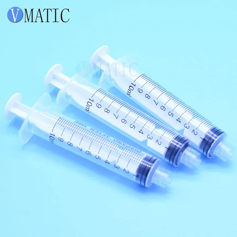 Non Sterilized 10ml/cc Plastic Syringe 16G Luer Lock Dispensing Needle Tips 9.5cm 95mm Tubing Length 10 Sets