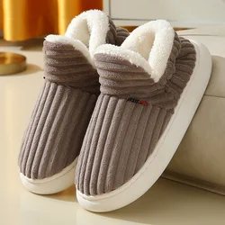 Cozy Winter Men's Fluffy Indoor Slippers - Soft Plush Cotton Boots - 46 - 47 (Brown)