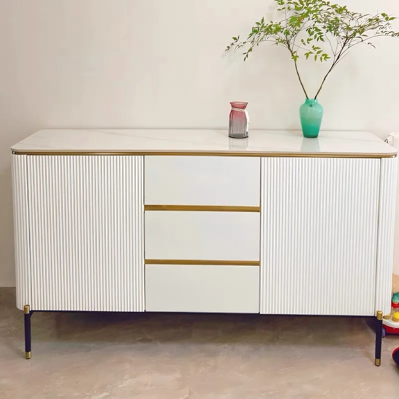 Modern Entrance Hall Sideboards With Large Capacity Dinning Room Furniture Golden Lines Storage Of Kitchen Cabinets In White
