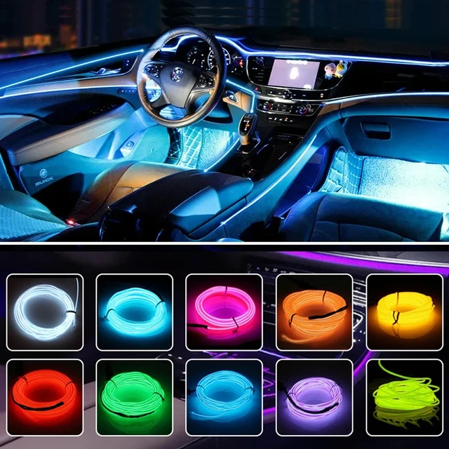 7 Inch Interior Car LED Lights Strips, USB Neon Glowing Wire Lights,  Flexible Ambient Light For Car, Decorations