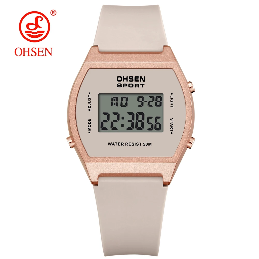 Sleek Pink Waterproof Digital Women's Sport Watch