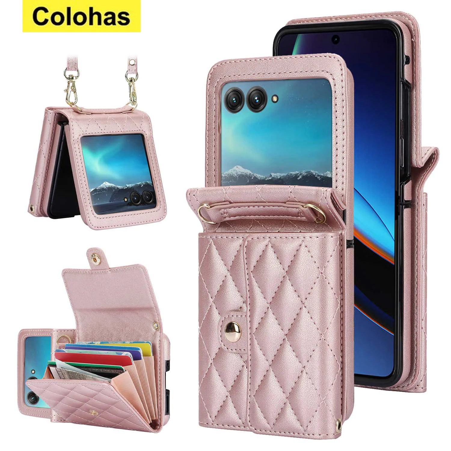 

Ins Fashion Card Wallet Long Strap Case for Motorola Razr 40 Ultra Case for Moto Razr 40 Ultra Cover Razr40 Ultra Leather Cover