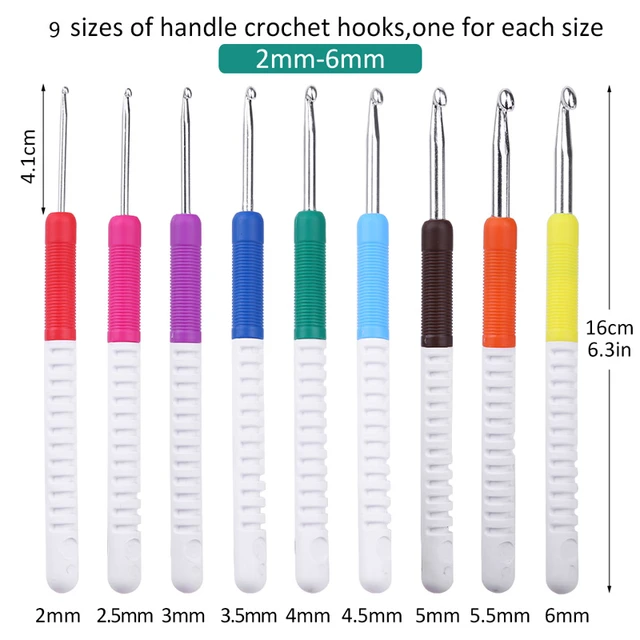 SKC Crochet Hook 1.5~6.0mm TPR Soft Handle Aluminum Hook Smooth Needles  Hand Weave Tool DIY Sewing Accessories