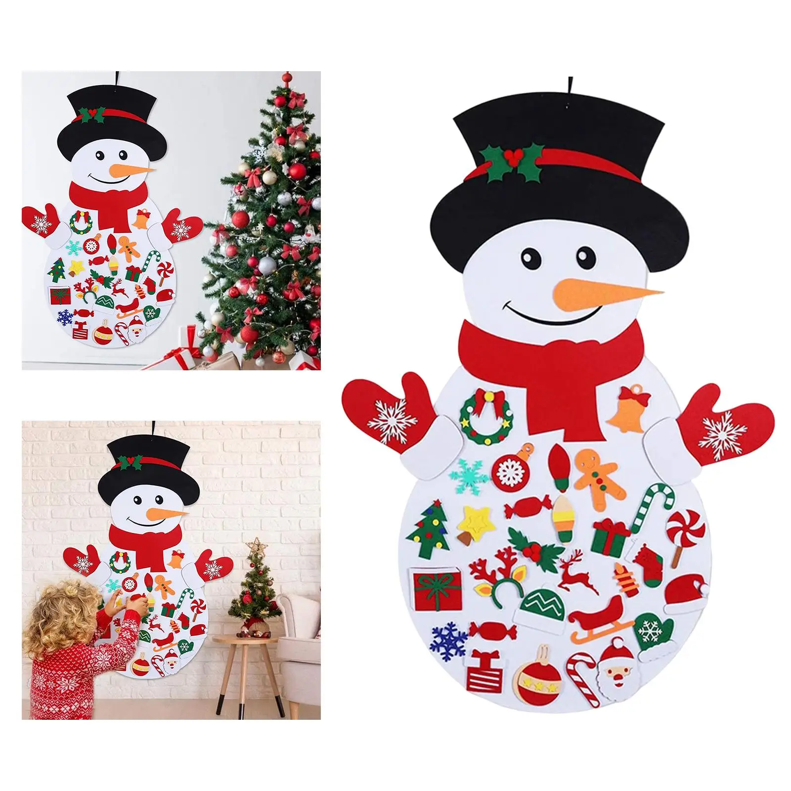 Diy Felt Snowman For Wall, Xmas Gifts For Christmas Door Hanging  Decorations