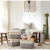 Three Large Linen Storage Baskets with Handles, Which Are Durable and Easy-to-clean Fabric Storage Baskets. 3
