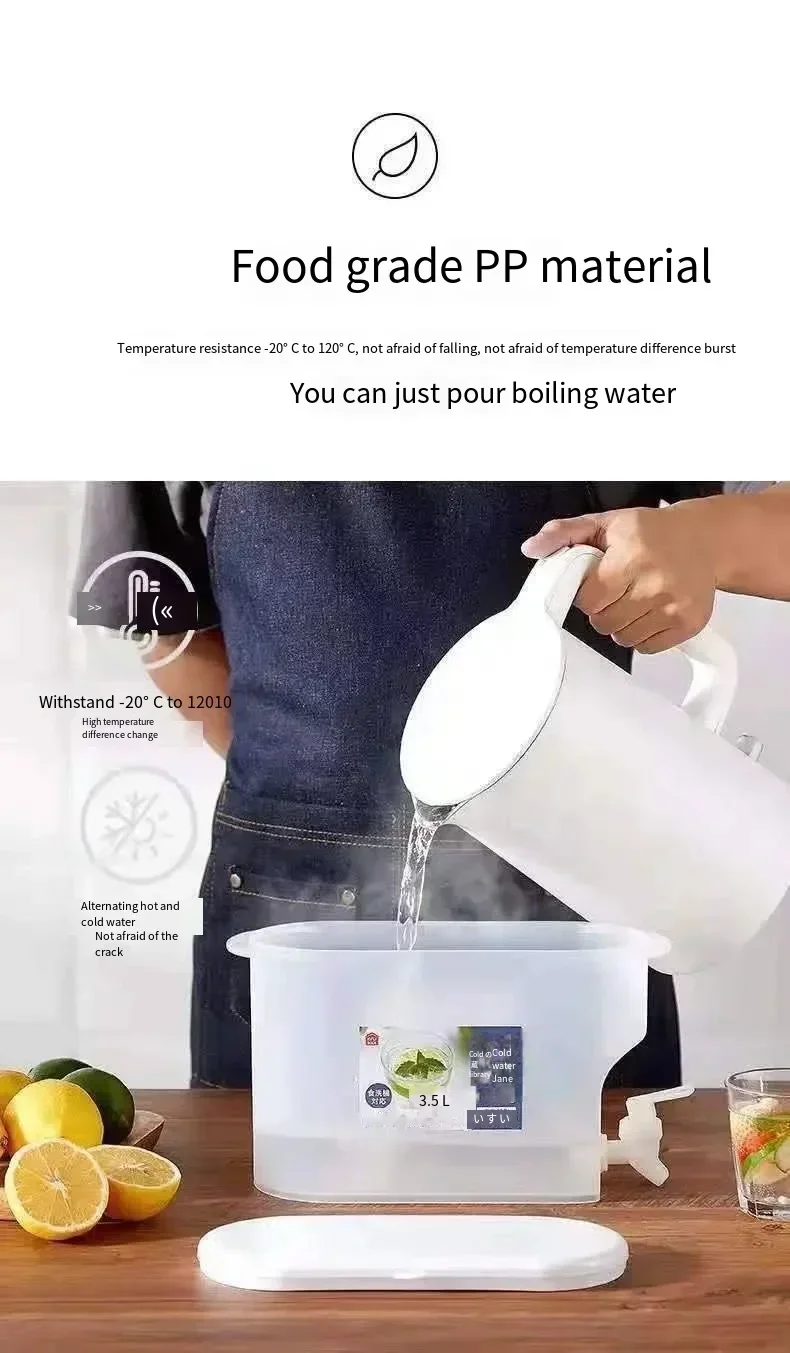 Description Picture 6 of item3.5L Large Capacity Cold Water Pitcher Cold Kettle with Faucet in Refrigerator Iced Beverage Dispenser Refrigerator and Spigot