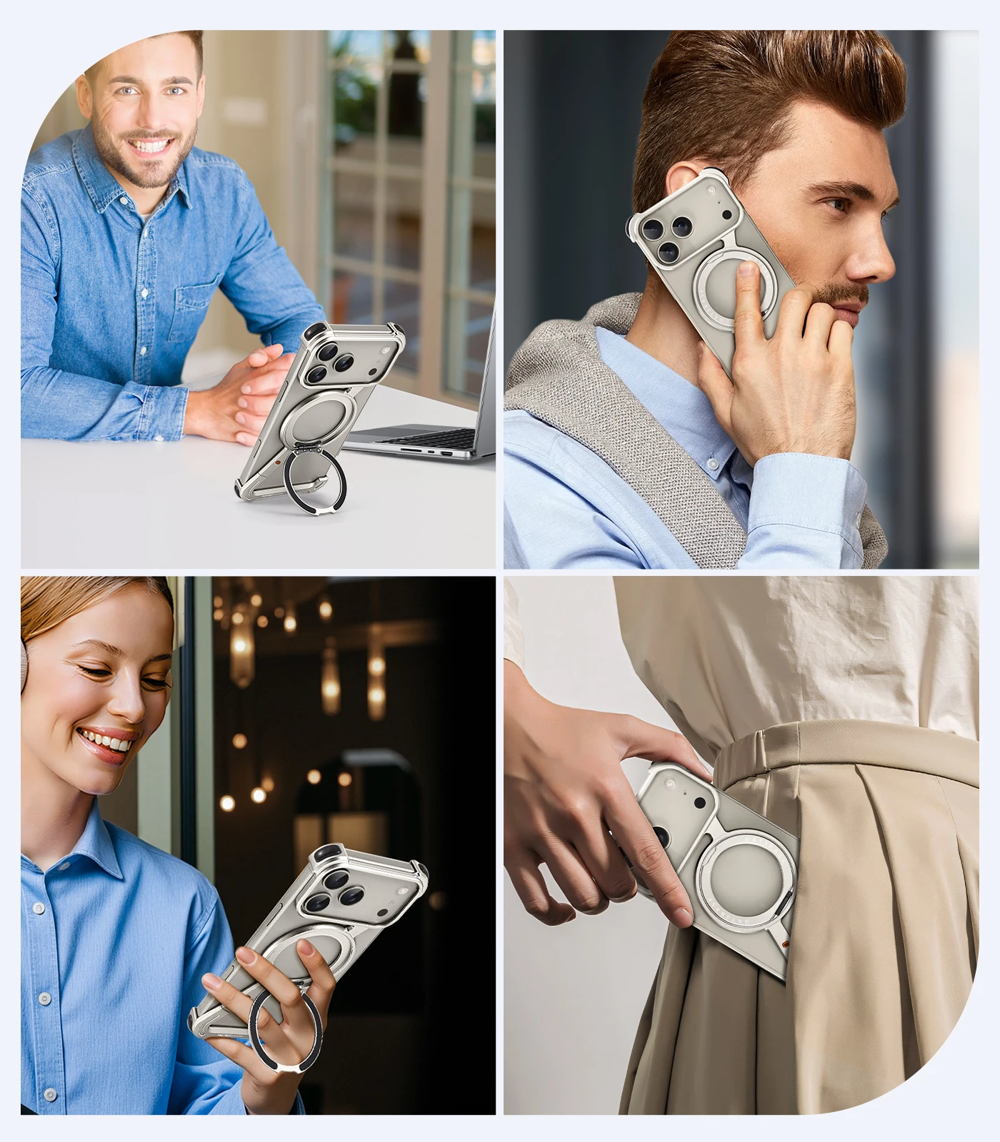 Eary Z Case for iPhone 17 Pro Max 17 Air Wireless Charging With Magsafe Ring Holder 360°Rotate Stand Shockproof Protective Cover