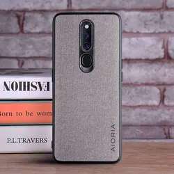Luxury Textile Leather Skin Phone Case with Soft TPU & Hard PC - Elegant Protective Cover for OPPO F11 (Light Gray)