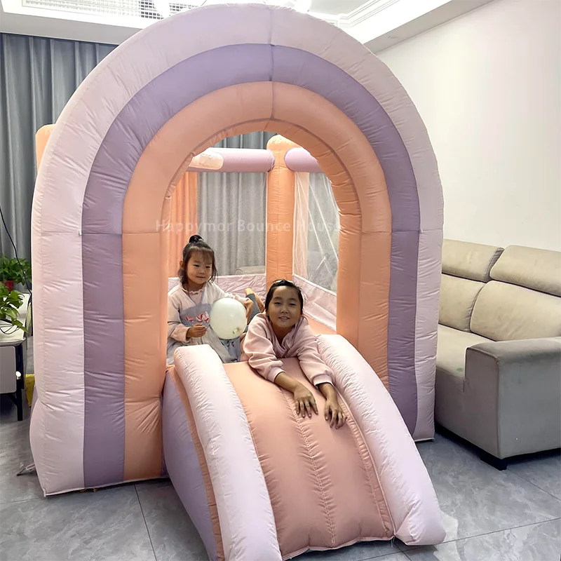 

6x8Ft Toddler Rainbow Bounce House Residential Mini Inflatable Rainbow Bouncer Indoor With Blower For Birthday Party