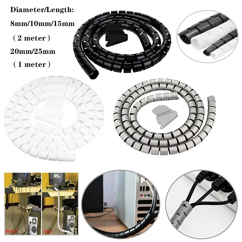 Multi-Size Cable Spiral Wrap and Tidy Organizer