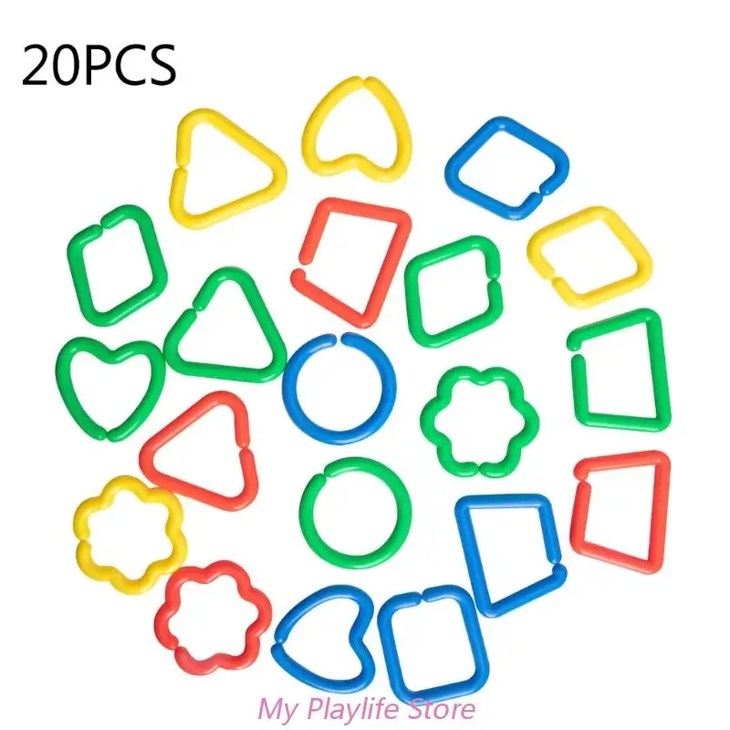 Rainbow Plastic Chain Links - 144pc Geometric Shapes For Kids Learning & Color Sorting