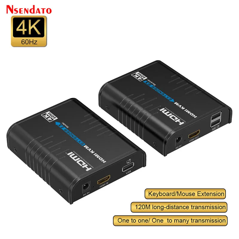 LKV473KVM 4K 60hz HDMI KVM USB Extender 120m Over Ethernet UTP/STP RJ45 Cat5e/6 Extender HDMI Transmitter Receiver Kit For PS3