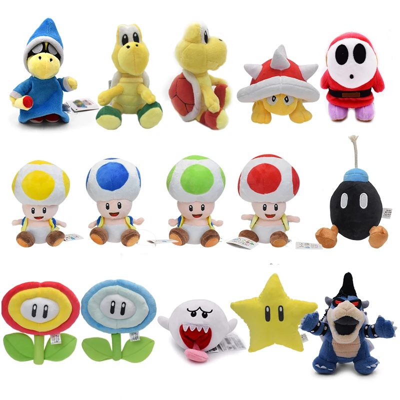 15 Styles Super Bros Plush Toy Cute Cartoon Princess Mushroom Bomb Koopa Troopa Soft Stuffed Doll Decoration Gifts Peluches electric dance santa claus doll christmas decoration xmas shaking hips santa claus toys ornament