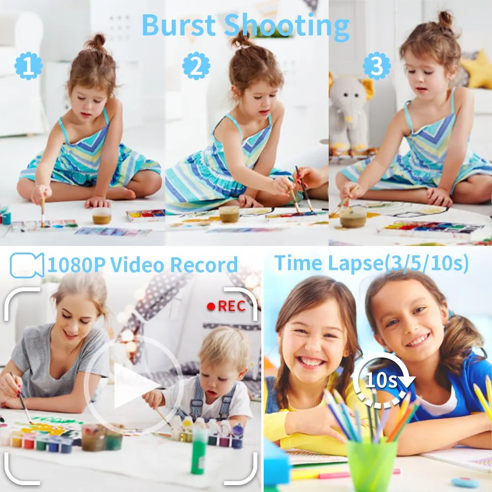 Kids Camera Instant Print Boys Girls Toddlers Digital Camera Toy for Kids Gift Birthday Gift for 3-14 Year Old with SDCard 1080P digital camera