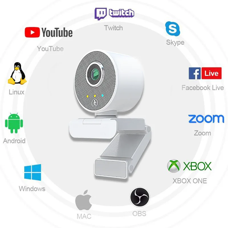 AI Humanoid Auto Tracking Webcam 1080P HD With Super WDR Remote Controllable Smart USB Camera